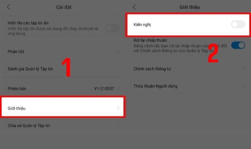 Bạn tắt công tắc của mục Kiến nghị để loại bỏ quảng cáo
