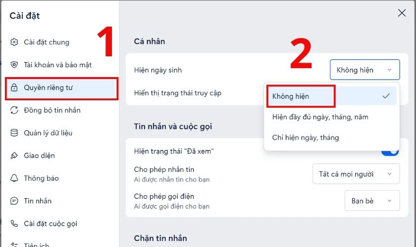 Tại giao diện Cài đặt, chọn Quyền riêng tư