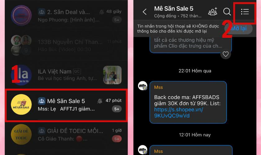 Tắt thông báo sinh nhật trên nhóm Zalo