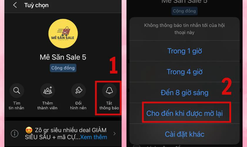 Tìm biểu tượng Tắt thông báo hình chuông