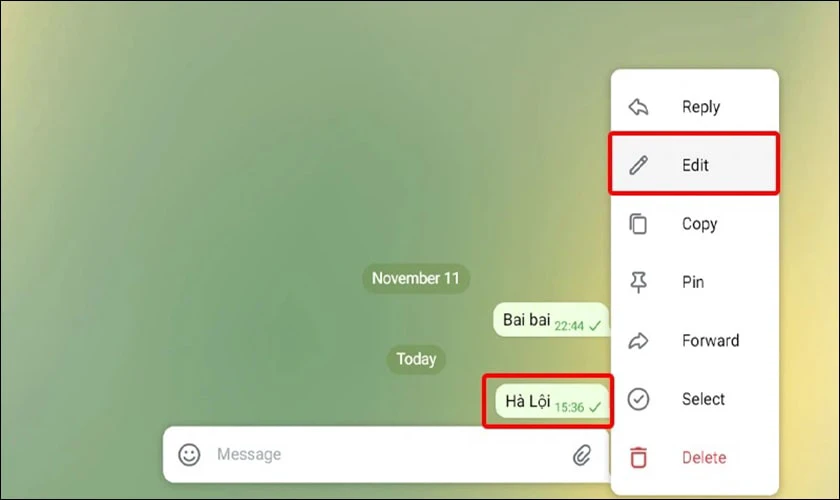 Sửa tin nhắn đã gửi trên ứng dụng Telegram là của nước nào?