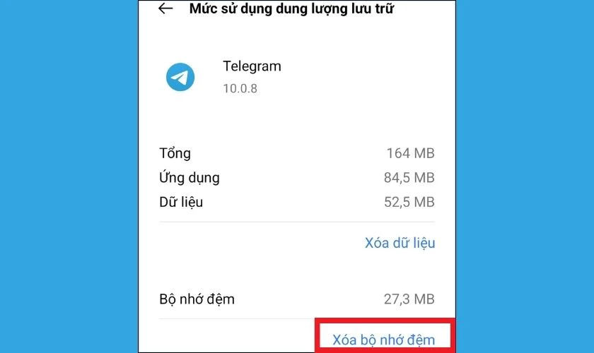Xóa bộ nhớ đệm khi không tải được video trên Telegram