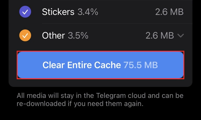 Nhấn Clear Entire Cache để xóa cache