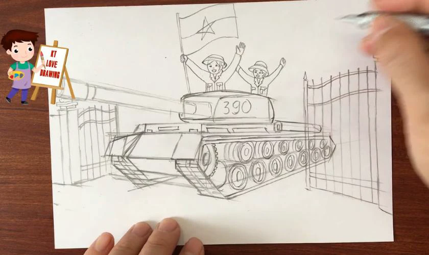 Vẽ các chú bộ đội ăn mừng chiến thắng