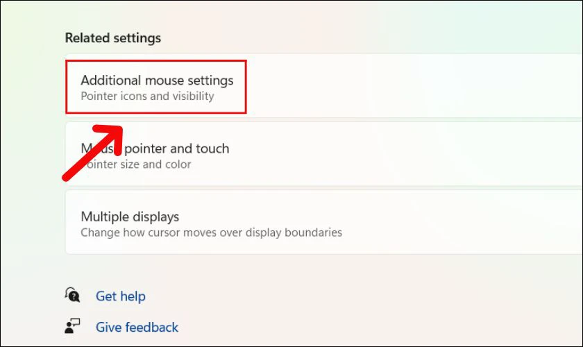 Nhấn chọn mục Additional mouse settings