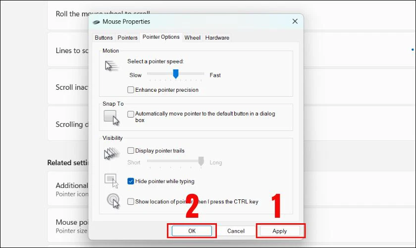 Nhấn Apply rồi chọn OK để lưu thay đổi
