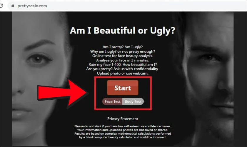 Test độ xinh đẹp qua hình ảnh bằng Prettyscale.com