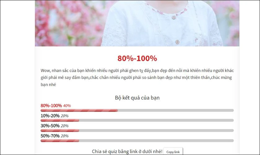 Sau khi trả lời hết các câu hỏi, hệ thống sẽ tự động tổng hợp và hiển thị kết quả