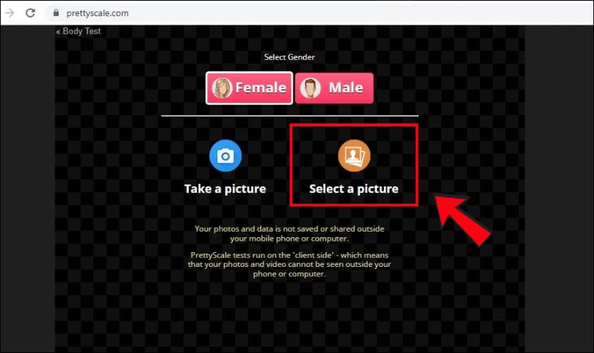 Tải ảnh lên bằng cách nhấp vào Select a Picture