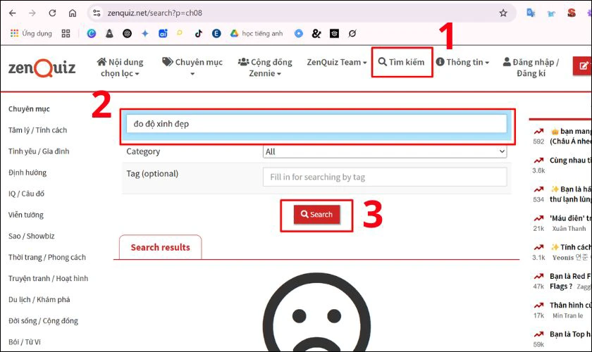 Cách sử dụng web test độ xinh đẹp online Zenquiz