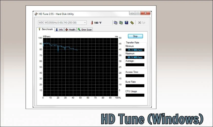 Kiểm tra tốc độ SSD bằng HD Tune (Windows)