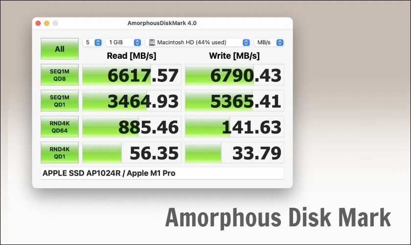 Kiểm tra tốc độ ổ cứng Macbook với Amorphous Disk Mark (macOS)