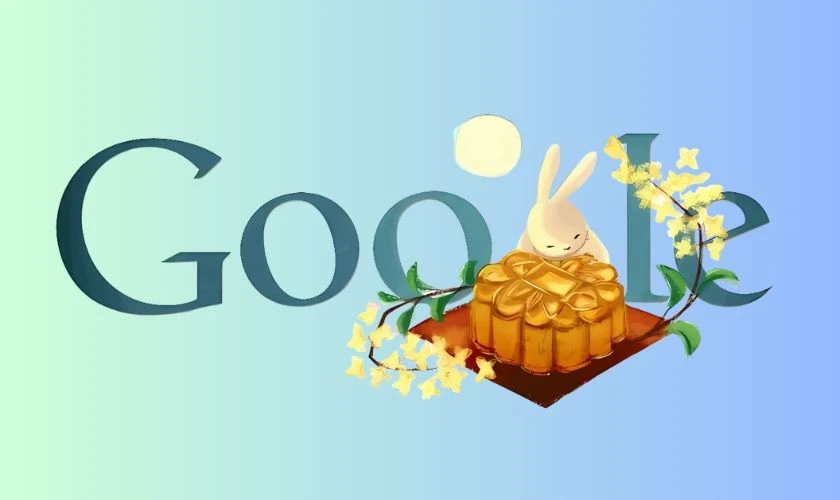 Trong Doodle, bánh Trung thu thường được vẽ cách điệu với màu sắc tươi sáng