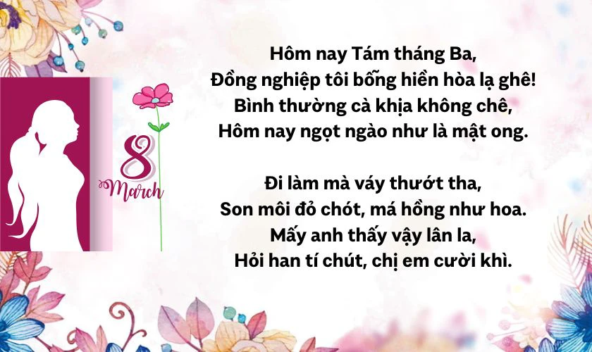 Thơ 8/3 cho đồng nghiệp nữ độc đáo