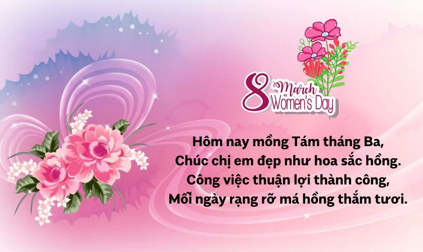 Thơ 8/3 cho đồng nghiệp, chúc vui vẻ