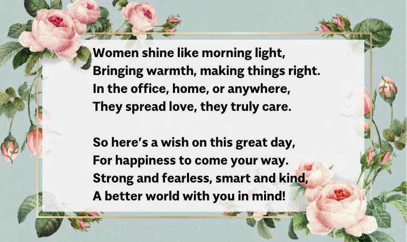 Thơ chúc mừng Quốc tế Phụ nữ cho đồng nghiệp nữ bằng tiếng Anh