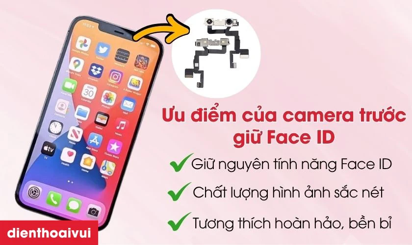 Thay camera trước iPhone 12 Pro Max giữ Face ID