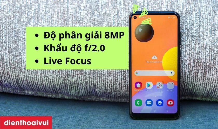 Galaxy A11 được trang bị camera selfie 8MP khẩu độ f/2.0
