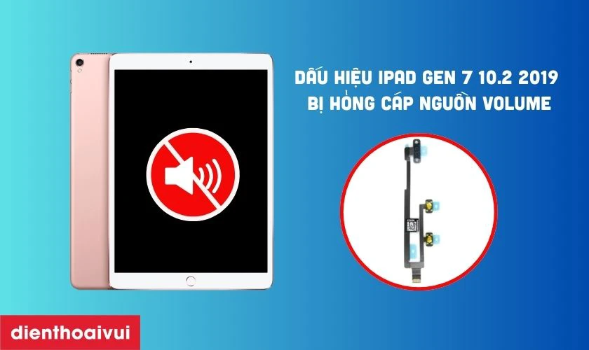 Dấu hiệu iPad Gen 7 10.2 2019 bị hỏng cáp nguồn volume