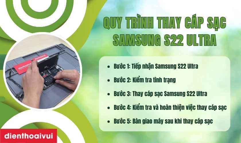 Quy trình thay cáp sạc Samsung S22 Ultra chuyên nghiệp lấy liền tại Điện Thoại Vui