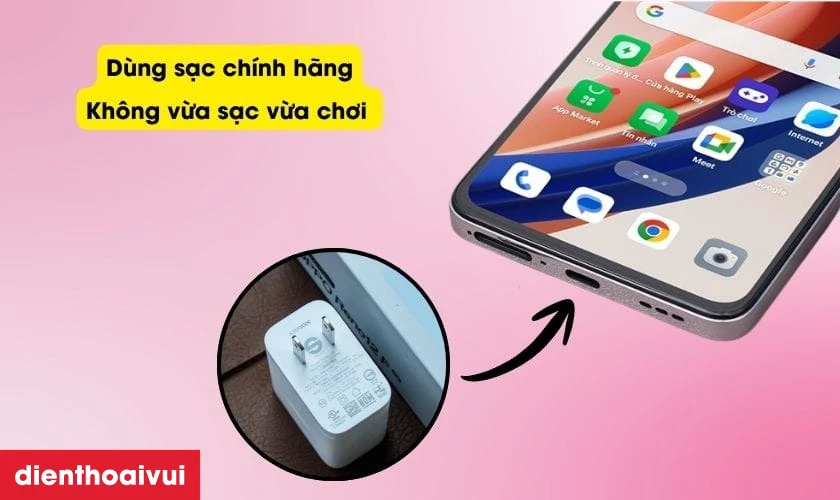 Hướng dẫn c&aacute;ch sạc điện thoại OPPO Reno 12F 5G an to&agrave;n