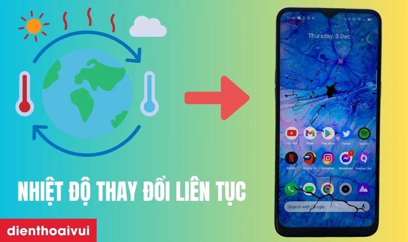 Sự thay đổi nhiệt độ liên tục có thể làm nứt kính