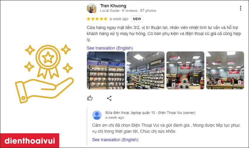 Chọn cửa hàng uy tín, đánh giá tốt