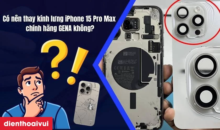 C&oacute; n&ecirc;n thay k&iacute;nh lưng iPhone 15 Pro Max ch&iacute;nh h&atilde;ng GENA