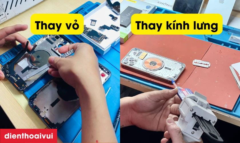 Ph&acirc;n biệt thay k&iacute;nh lưng v&agrave; thay vỏ full Realme 14T