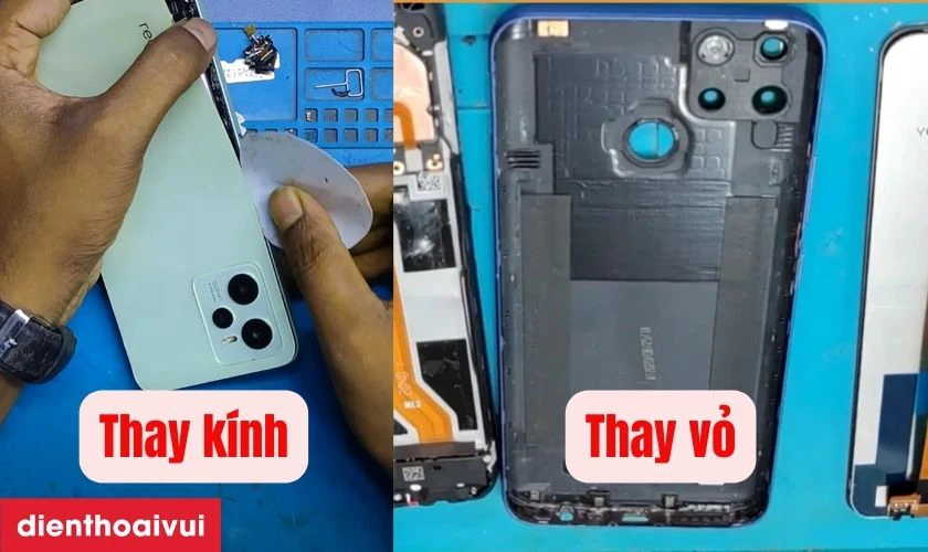 Ph&acirc;n biệt thay k&iacute;nh lưng v&agrave; thay vỏ full Realme C35