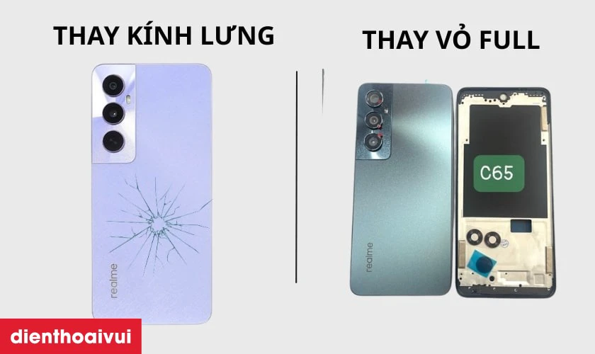 Thay k&iacute;nh lưng Realme C65