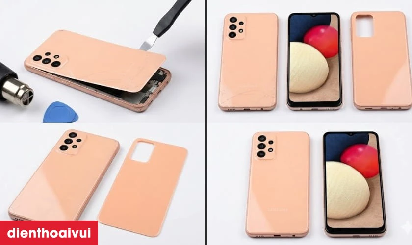 Ph&acirc;n biệt thay k&iacute;nh lưng v&agrave; thay vỏ full Samsung Galaxy A23