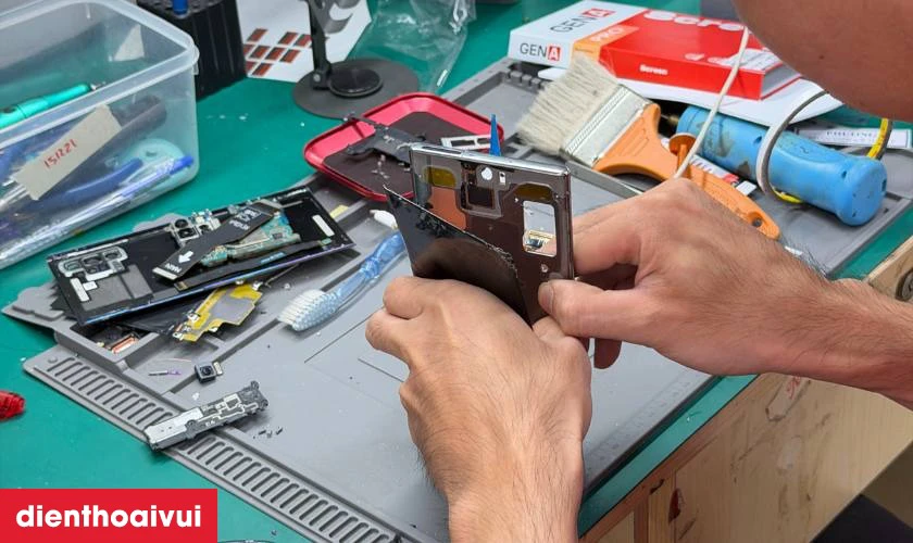 Quy trình thay kính lưng Samsung Galaxy A55 chuyên nghiệp tại Điện Thoại Vui