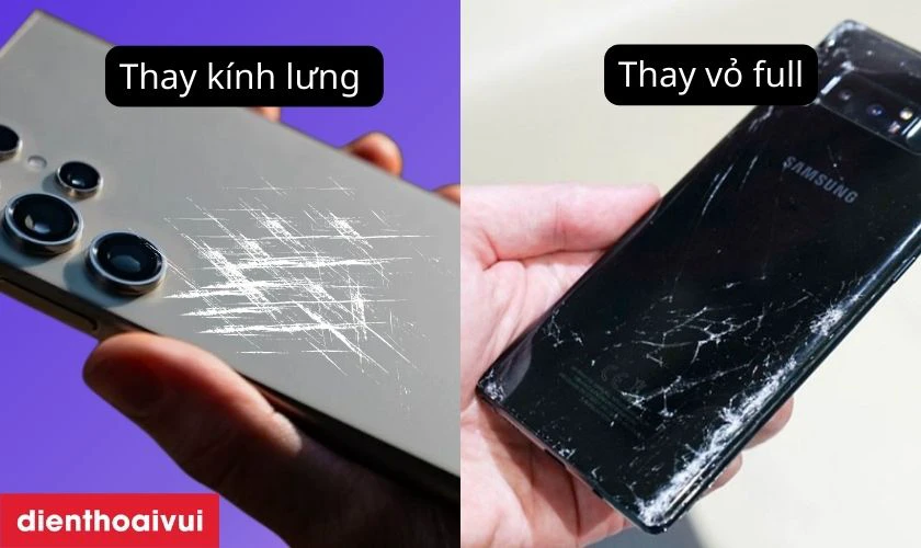 Ph&acirc;n biệt thay k&iacute;nh lưng v&agrave; thay vỏ full Samsung Galaxy S25 Ultra