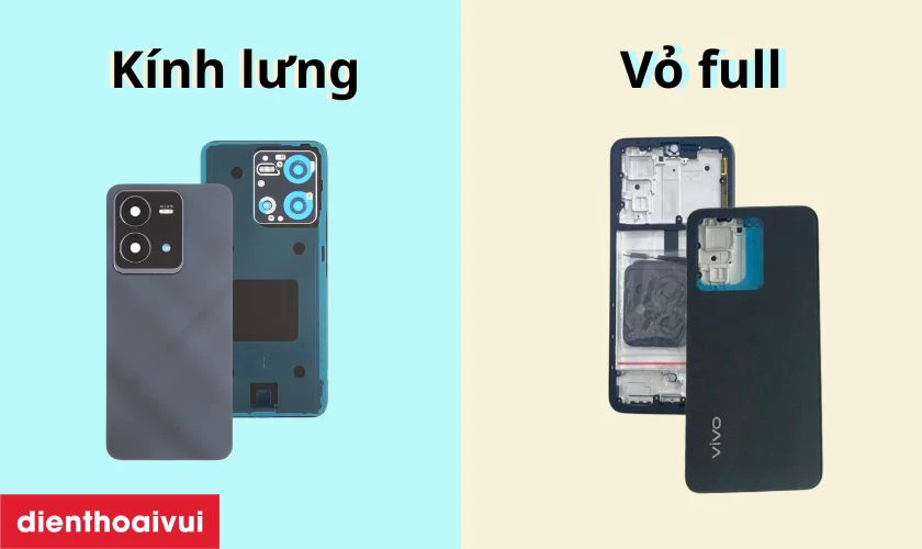 Ph&acirc;n biệt thay k&iacute;nh lưng v&agrave; thay vỏ full Vivo V25