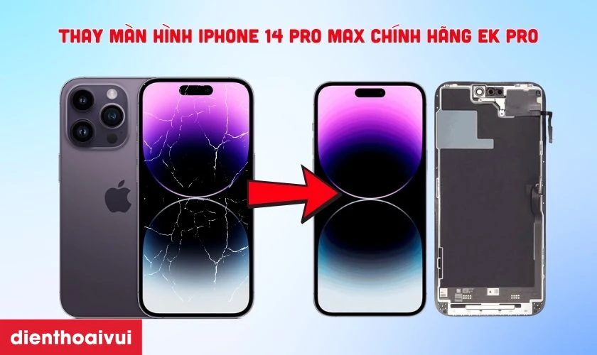 Màn hình chính hãng EK PRO được nhiều khách hàng chọn thay cho iPhone 14 Pro Max