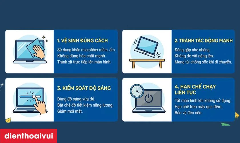 Mẹo bảo quản m&agrave;n h&igrave;nh laptop sau khi thay tốt, bền hơn