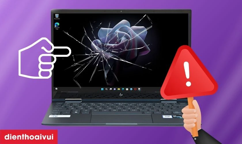 Màn hình laptop HP bị nứt nghiêm trọng