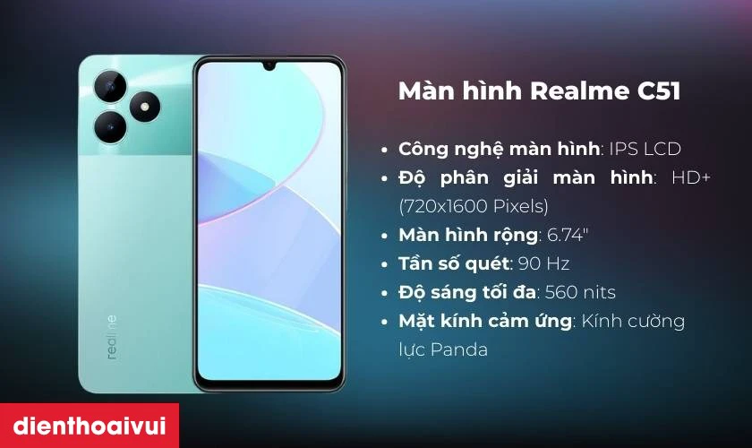 Giới thiệu m&agrave;n h&igrave;nh Realme C51