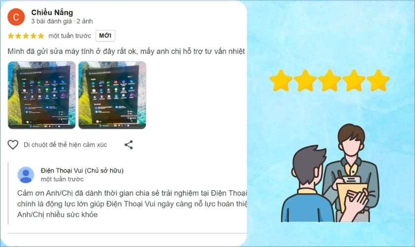 Chọn cửa hàng có đánh giá tốt từ khách hàng đã từng thay màn hình