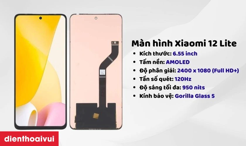 Giới thiệu m&agrave;n h&igrave;nh Xiaomi 12 Lite