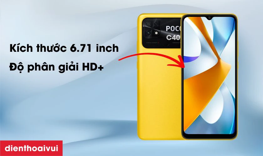 Xiaomi Poco C40 sở hữu màn hình 6.71 inch sử dụng công nghệ IPS LCD