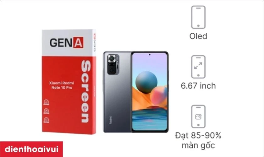 Giới thiệu m&agrave;n h&igrave;nh Xiaomi Redmi Note 10 Pro ch&iacute;nh h&atilde;ng GENA loại A+