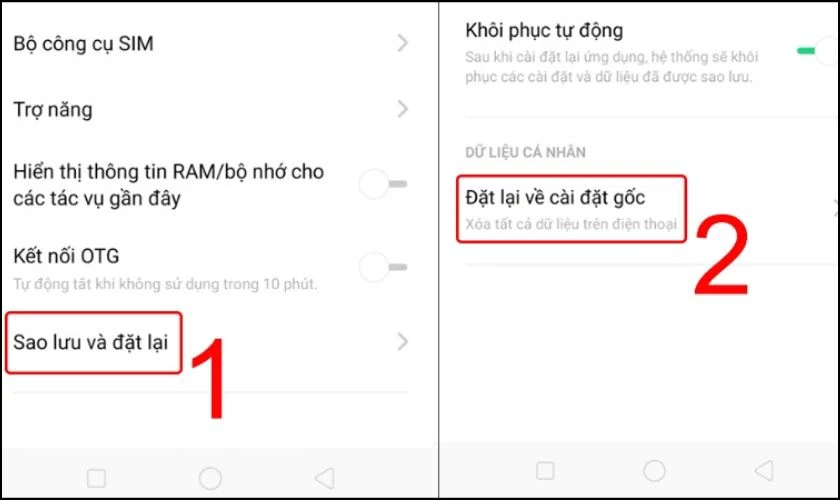 Đặt lại thiết bị