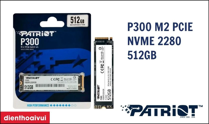 Ổ Cứng Laptop SSD PATRIOT P300 M2 PCIE NVME 2280 512GB