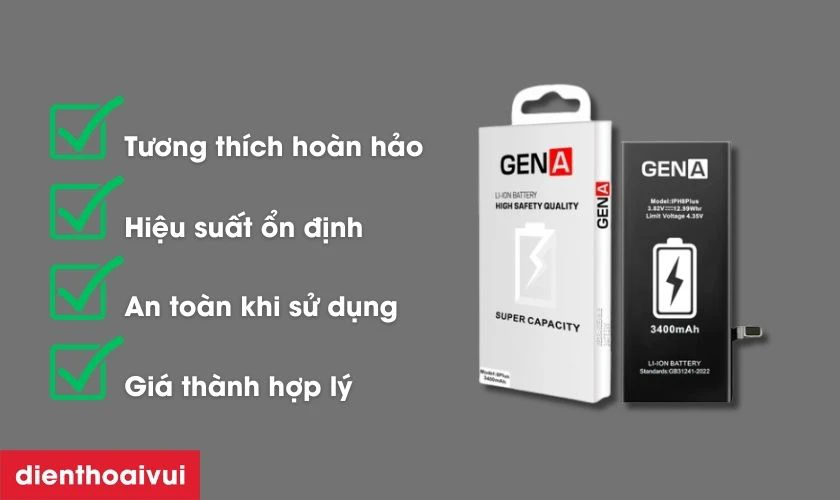 Pin GENA dung lượng siêu cao thay cho iPhone 8 Plus có tốt không?