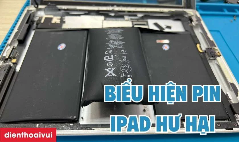 Biểu hiện pin iPad Pro M1 12.9 hư hại cần thay mới