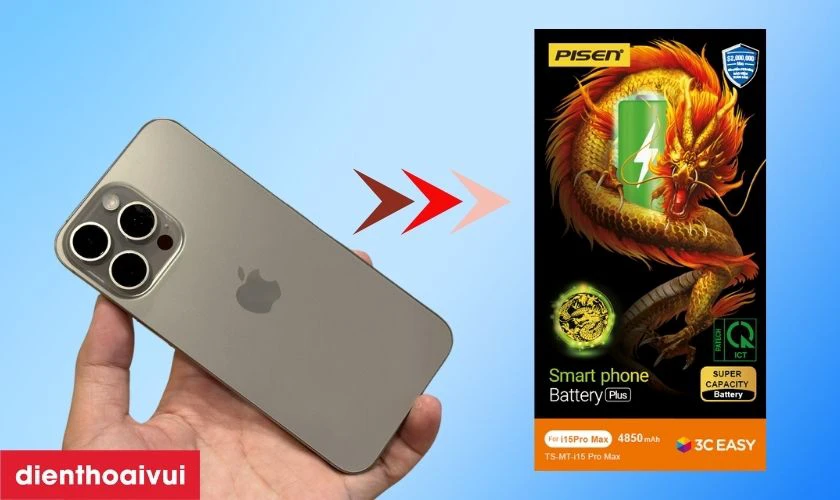Pin chính hãng Pisen dung lượng siêu cao thay cho 15 Pro Max có tốt không?