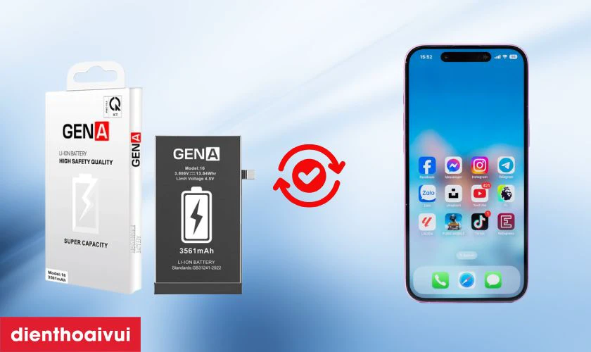 Pin iPhone 16 ch&iacute;nh h&atilde;ng GENA l&agrave; g&igrave;?