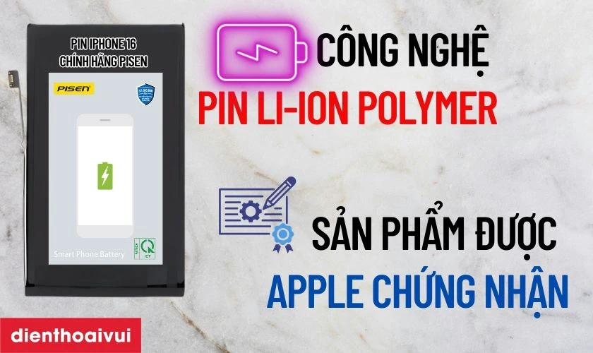 Pin iPhone 16 chính hãng Pisen là gì?